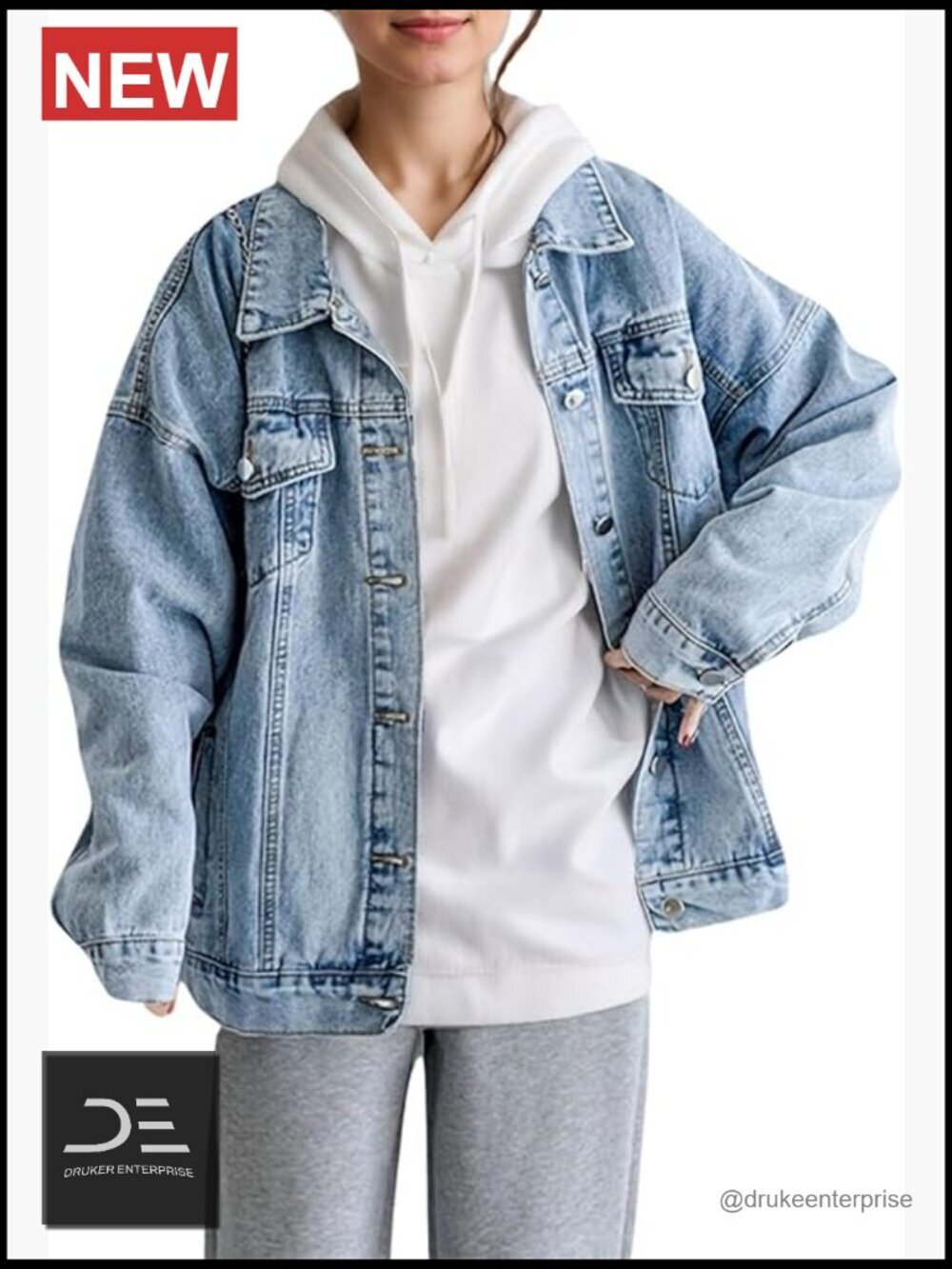 Oversized Denim Jacket Women Boyfriend Jean Jacket Trendy Loose Shacket Spring